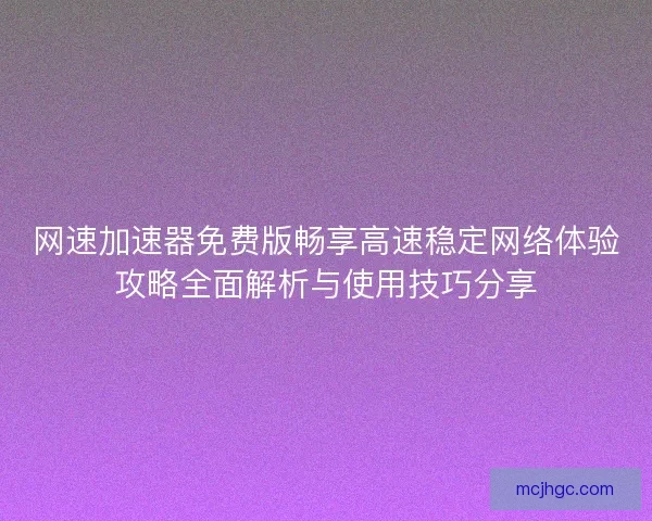 网速加速器免费版畅享高速稳定网络体验攻略全面解析与使用技巧分享