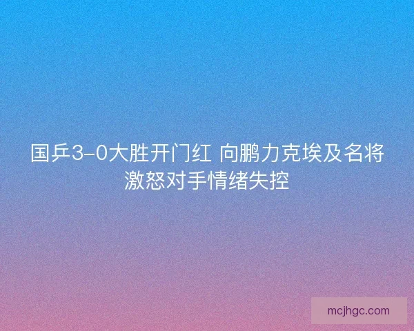 国乒3-0大胜开门红 向鹏力克埃及名将激怒对手情绪失控 国乒3-0大胜开门红 向鹏力克埃及名将激怒对手情绪失控