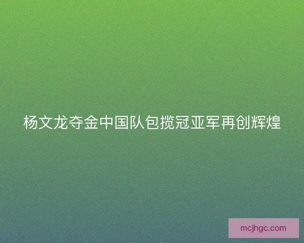 杨文龙夺金中国队包揽冠亚军再创辉煌